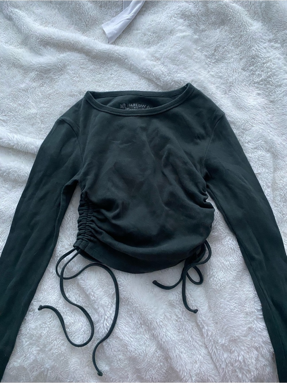 Harlow green Long-Sleeve Ruched Tie-Side Top